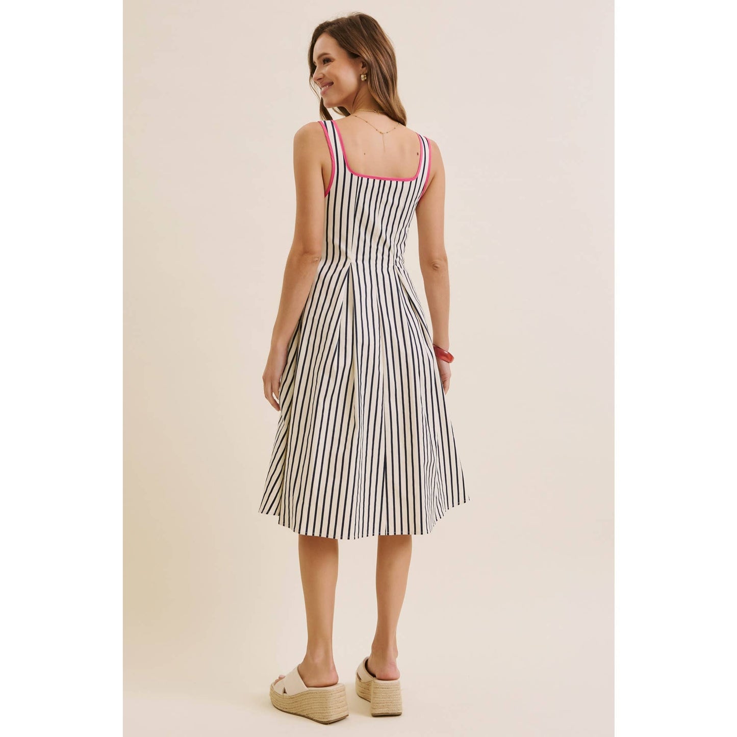 Preppy Striped Midi Dress