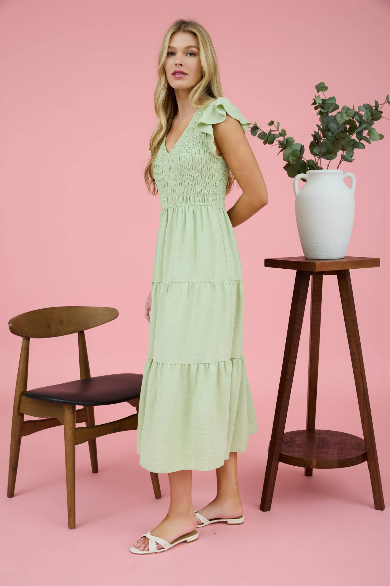 FLUTTER SLEEVE MAXI DRESS