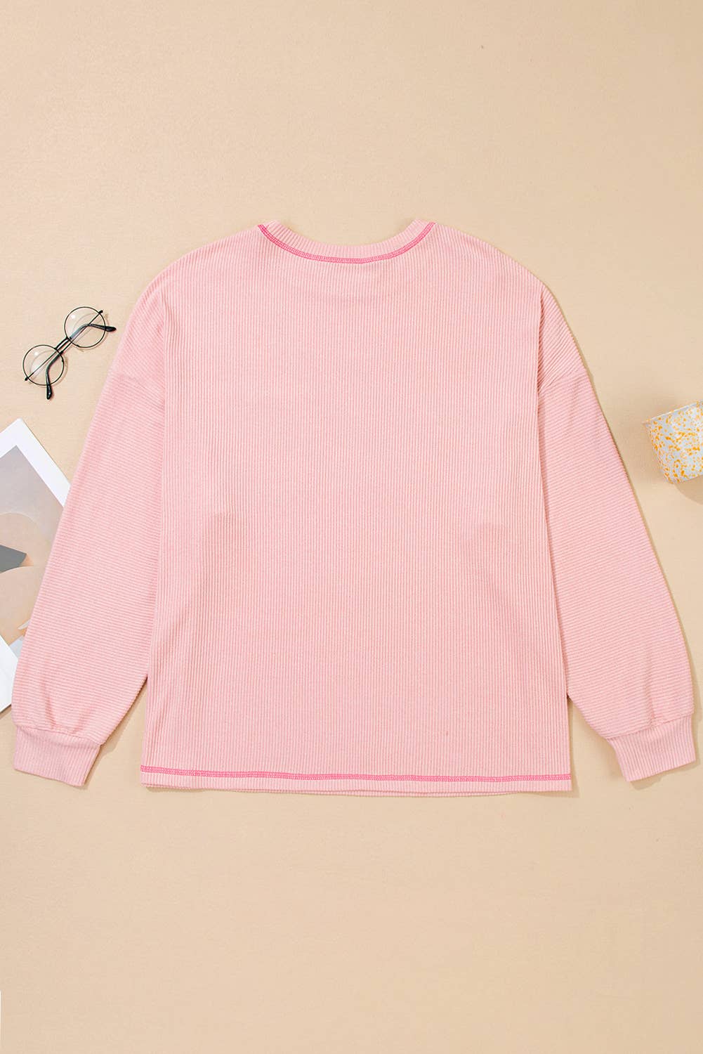 Brushed Ribbed Exposed Seam Plus Size Knit Top