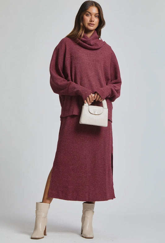 2 Piece Cozy Thermal Layered Set – Dear Scarlett (Wine)