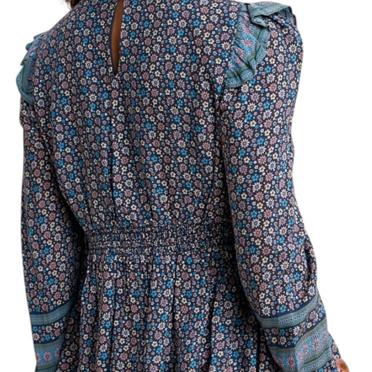 Border Print Floral Peplum Top – Multicolor