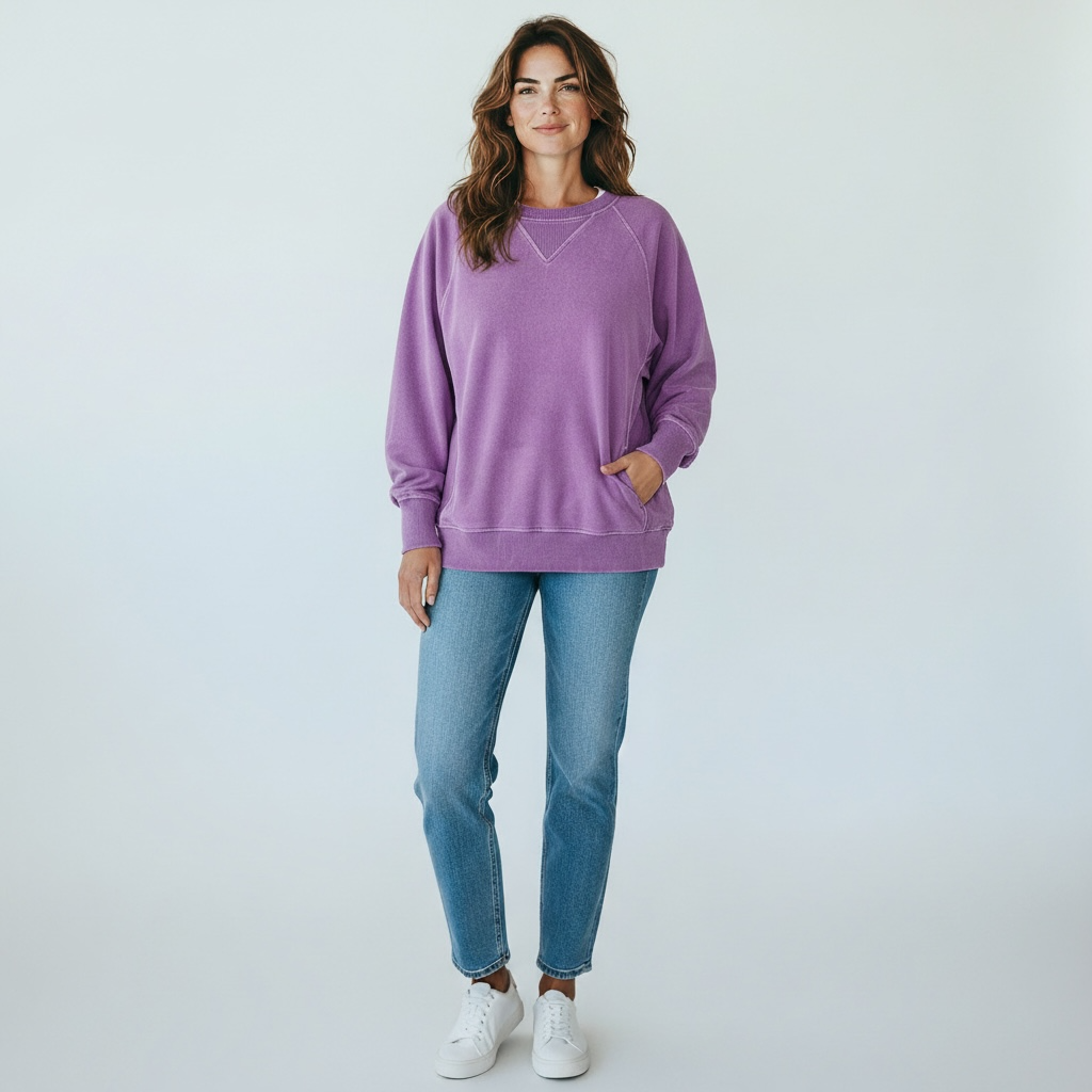 Pigment Dyed French Terry Pullover with Pockets – 100% Cotton