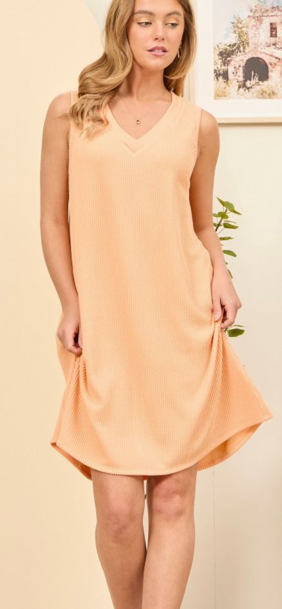 Apricot V-Neck Tank Top Dress
