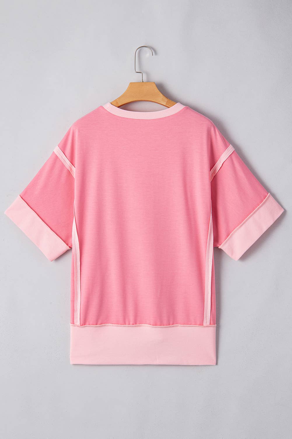 Half Sleeve Raw Seam High Low Side Split Top