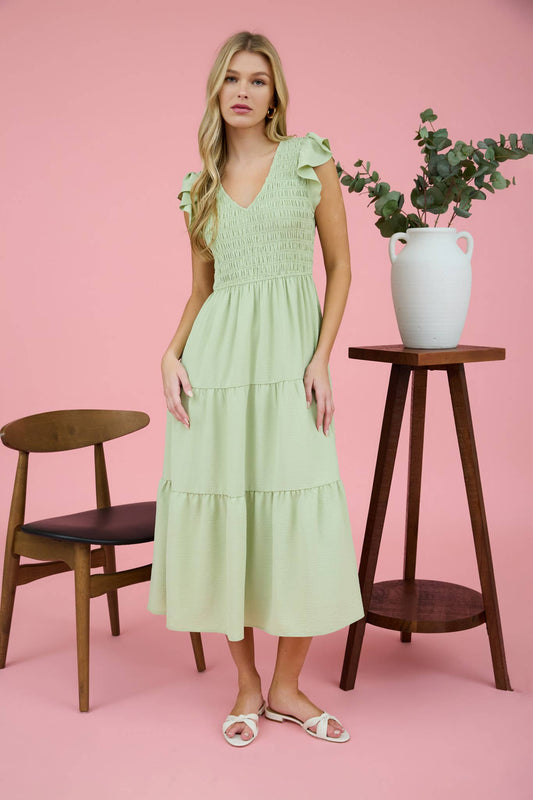 FLUTTER SLEEVE MAXI DRESS