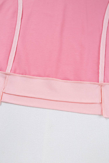 Half Sleeve Raw Seam High Low Side Split Top