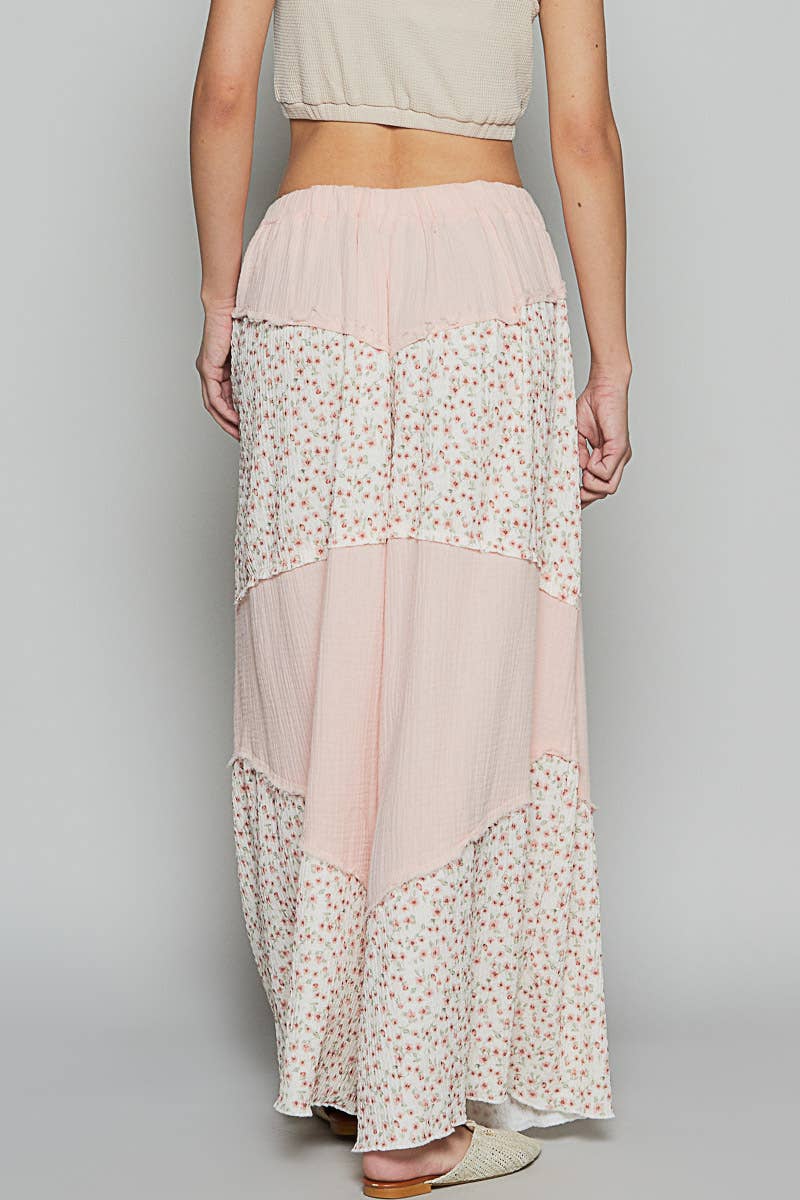 Contrast floral double gauze woven print bottom