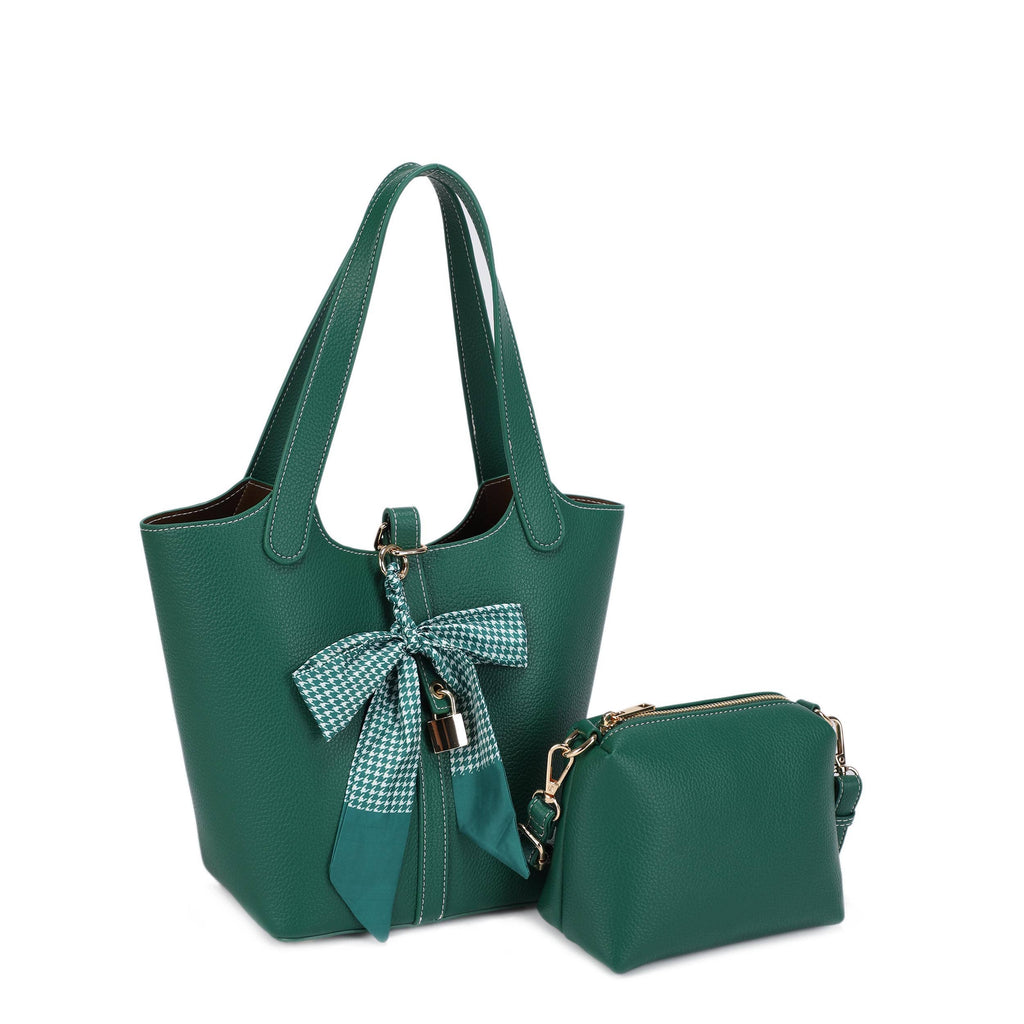 Cinthya Top Handle Handbag With Bow Detail: Red