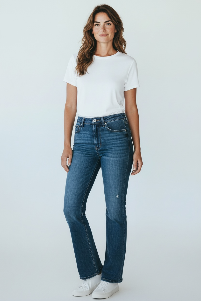 Flying Monkey High Rise Bootcut Jeans – Comfort Stretch Full Length Denim