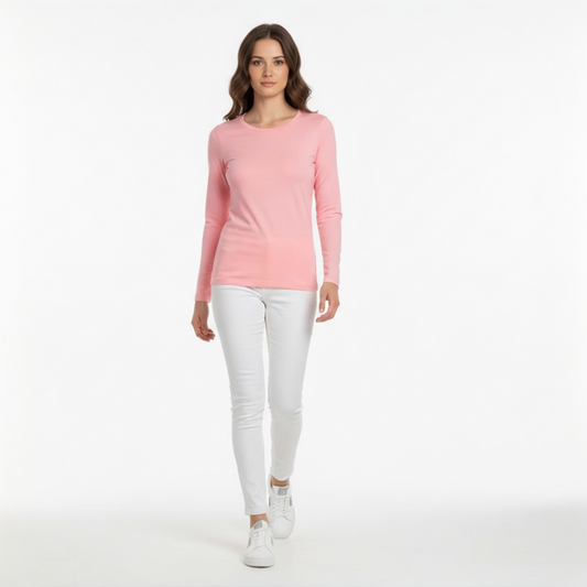 Brushed Microfiber Long Sleeve Tee | Soft Stretch Boutique Top
