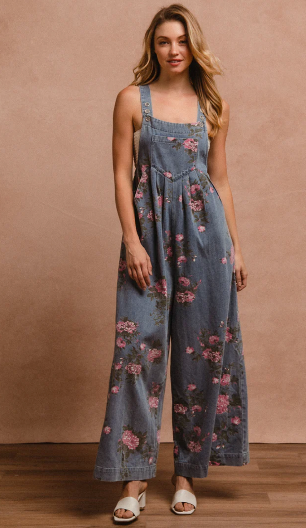 Floral Wide-Leg Overalls