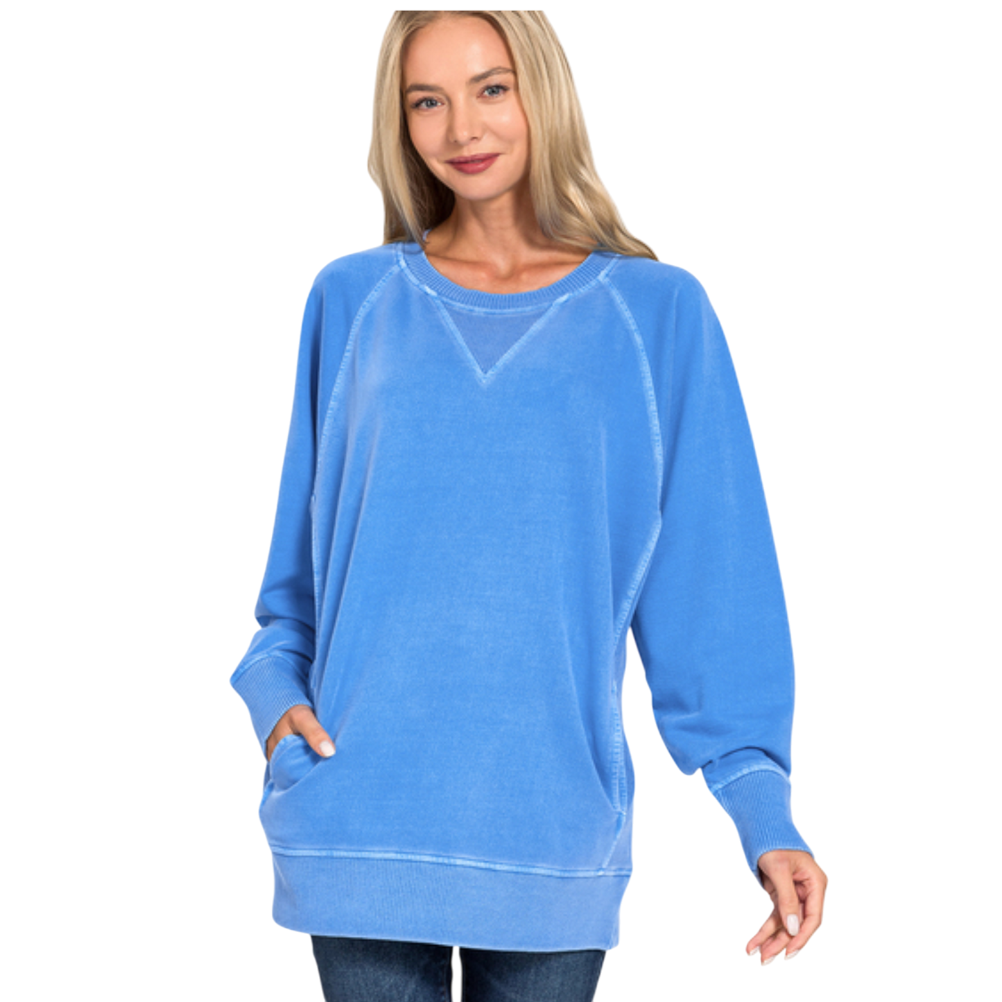 Pigment Dyed French Terry Pullover with Pockets – 100% Cotton