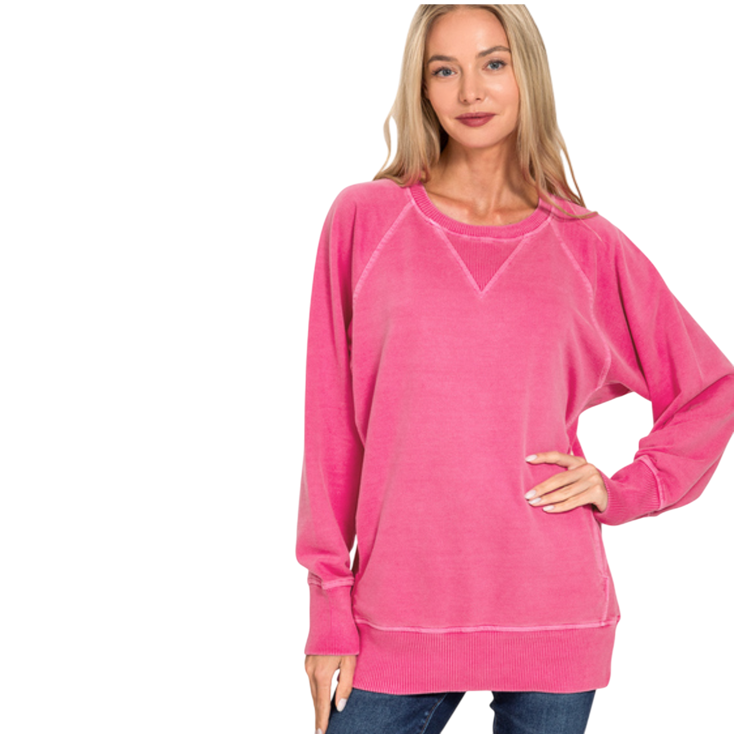 Pigment Dyed French Terry Pullover with Pockets – 100% Cotton