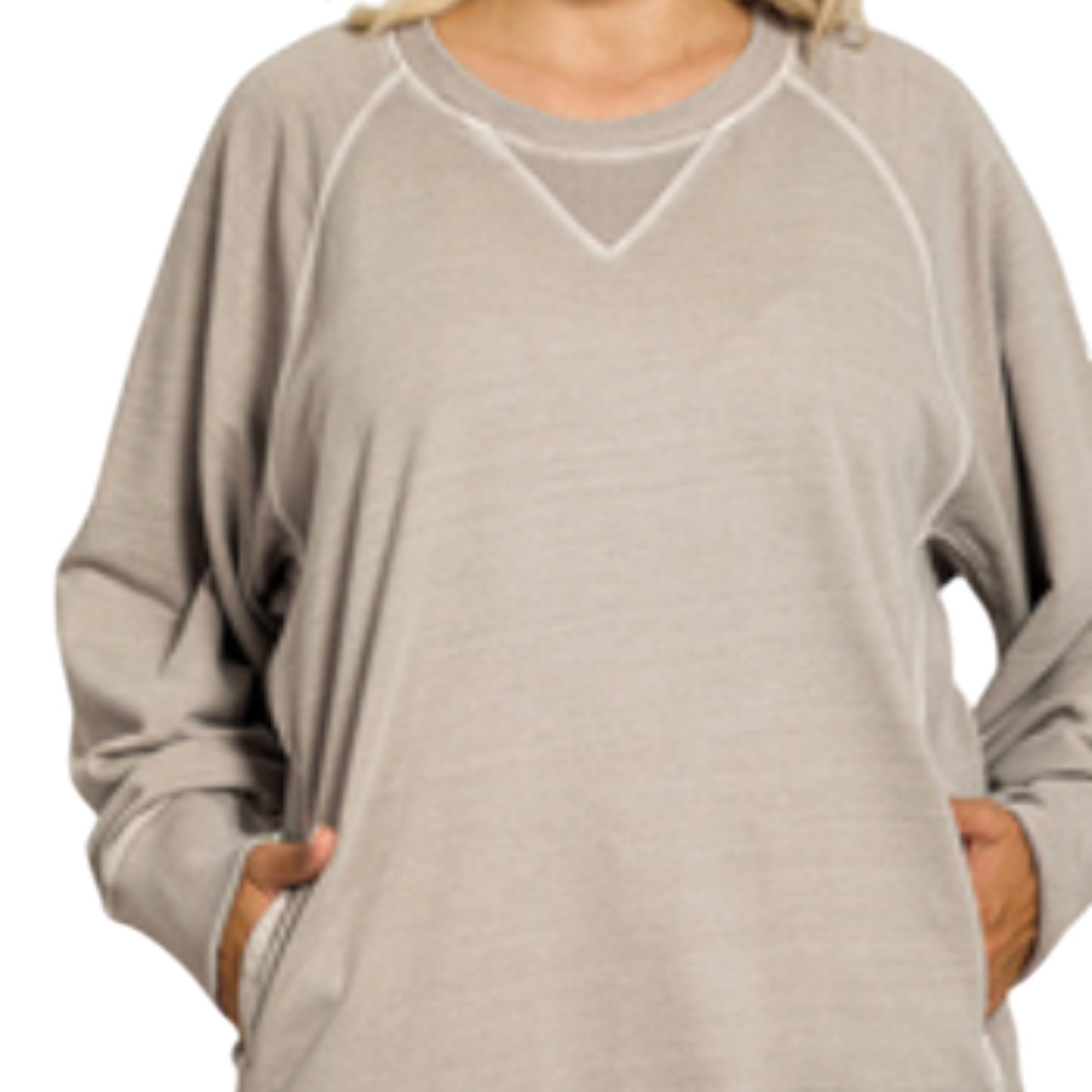 Pigment Dyed French Terry Pullover with Pockets – 100% Cotton