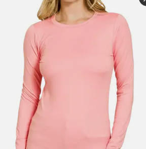 Brushed Microfiber Long Sleeve Tee | Soft Stretch Boutique Top