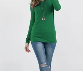 Brushed Microfiber Long Sleeve Tee | Soft Stretch Boutique Top