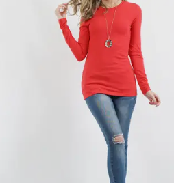 Brushed Microfiber Long Sleeve Tee | Soft Stretch Boutique Top