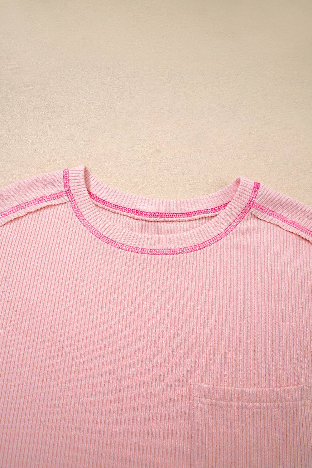 Brushed Ribbed Exposed Seam Plus Size Knit Top